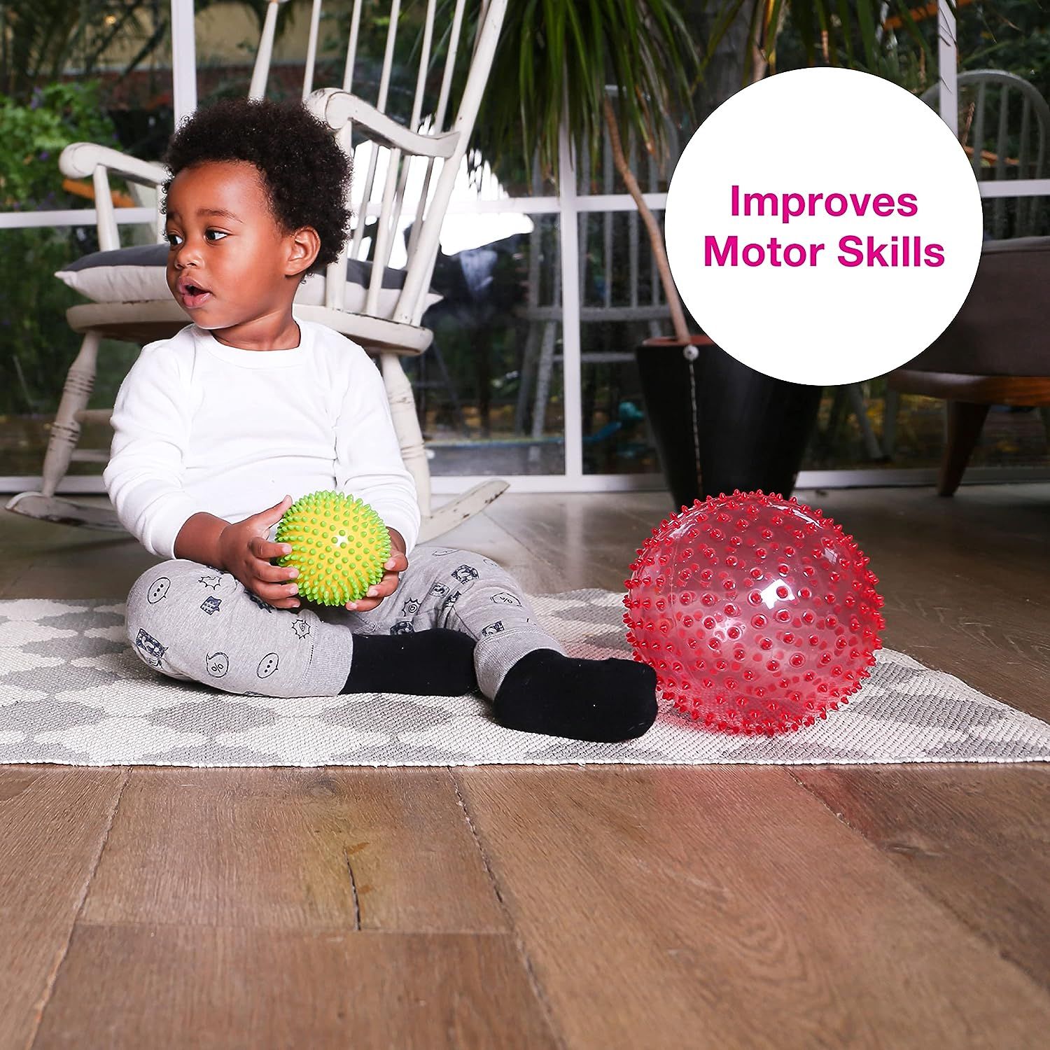 Edushape The Original Sensory Ball for Baby - 7 Baby Ball That Helps  Enhance Gross Motor Skills for Kids Aged 6 Months & Up - Vibrant, Colorful  and