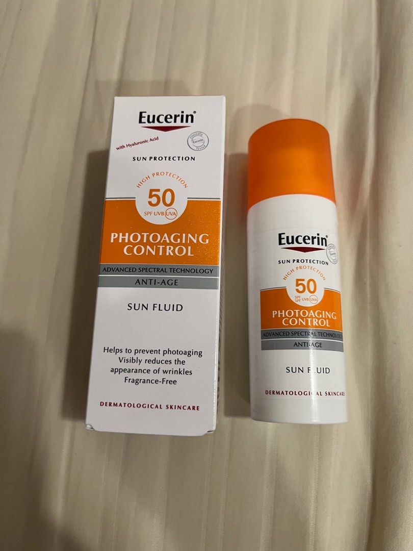 Eucerin SPF 50 Photoaging control anti-age Sun fluid, Beauty & Personal  Care, Face, Face Care on Carousell