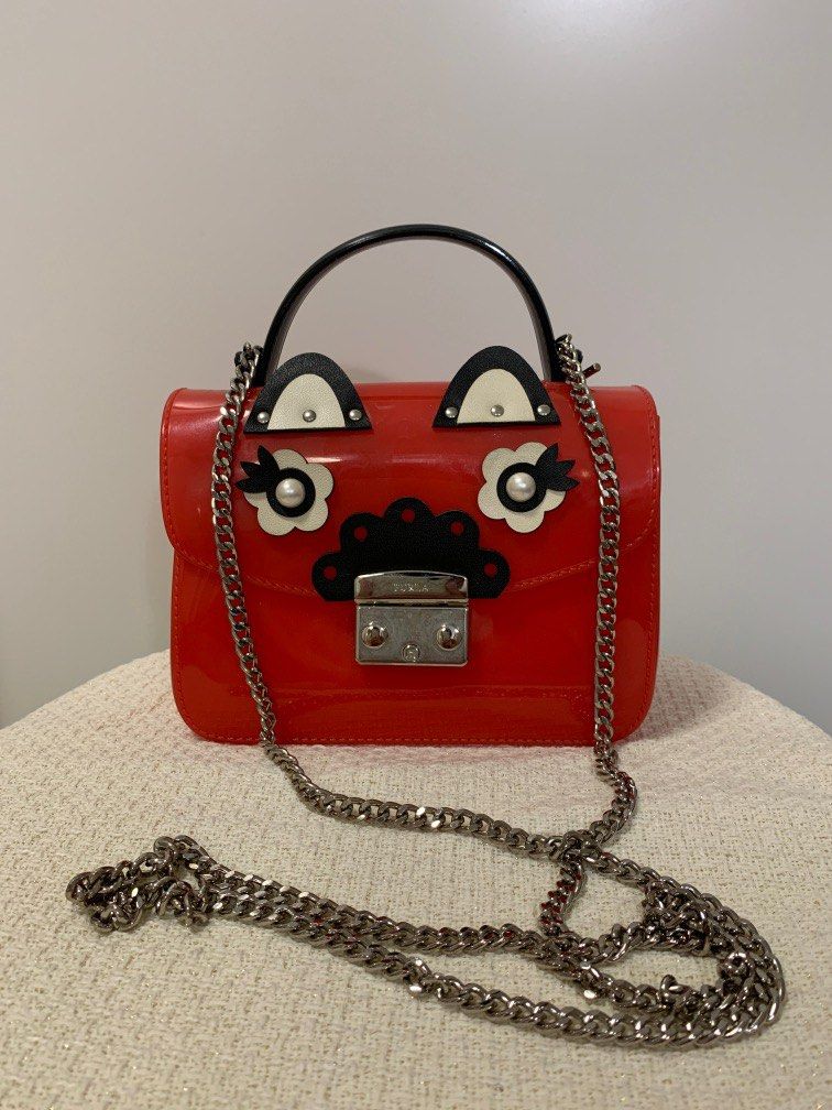 Furla Candy Cupido Jelly Chain Crossbody Bag Red