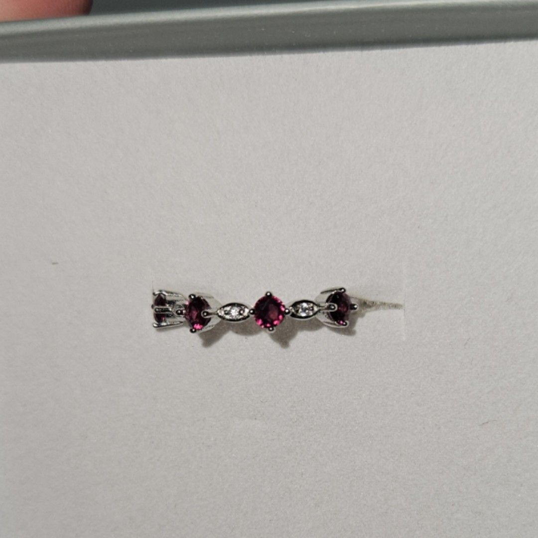 Garnet and top cubic zirconia ring