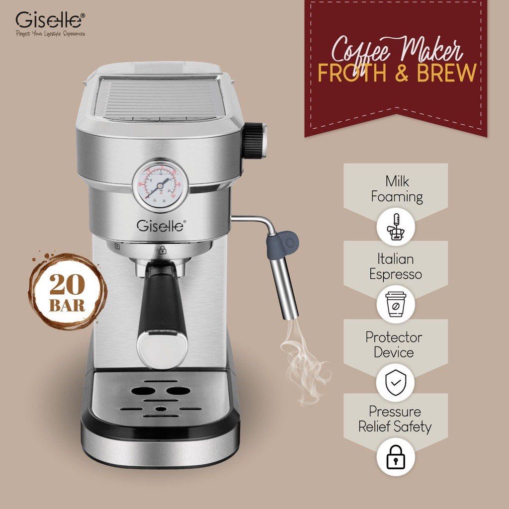 Giselle Automatic Espresso Coffee Machine, TV & Home Appliances