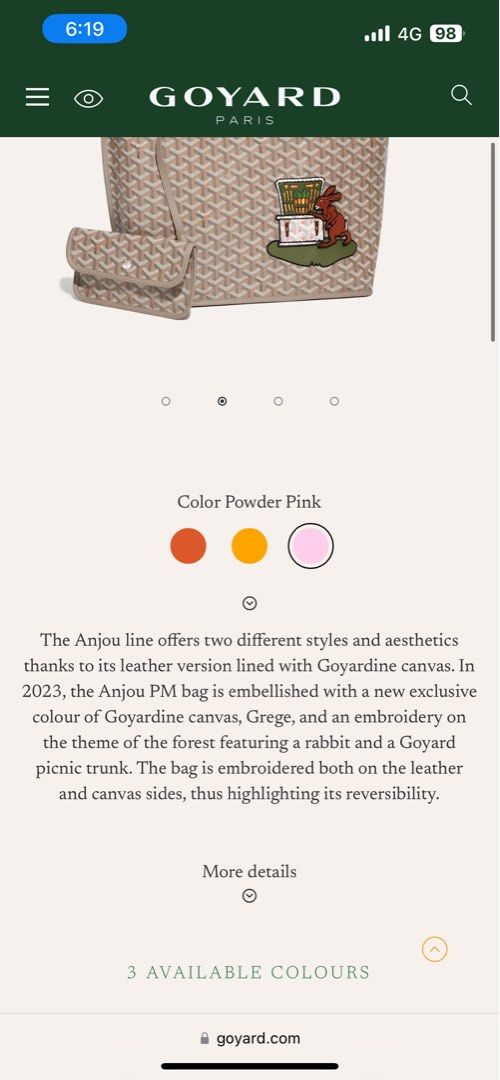 New Goyard Anjou PM Tote Rabbit Trunk Orange 2023 Limited Embellished Grege