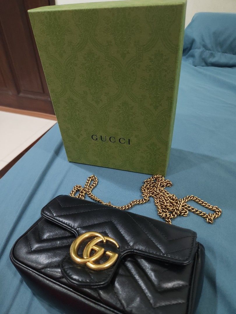 GUCCI marmont Matelasse Large Black Velvet Chain Bag Purse Wallet $2500  SOLD OUT