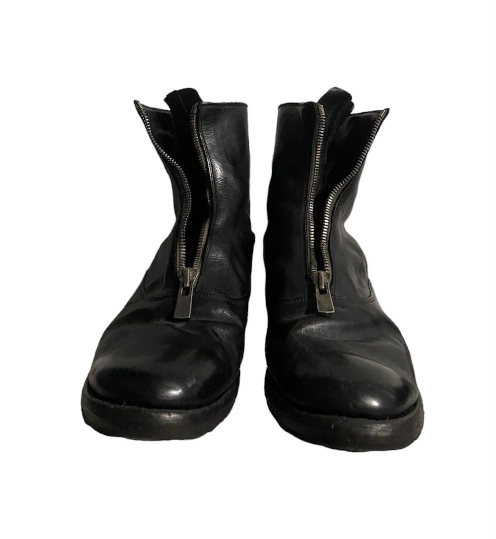 Guidi 210 Front Zip Black Horse Full Grain Leather Mid Boots