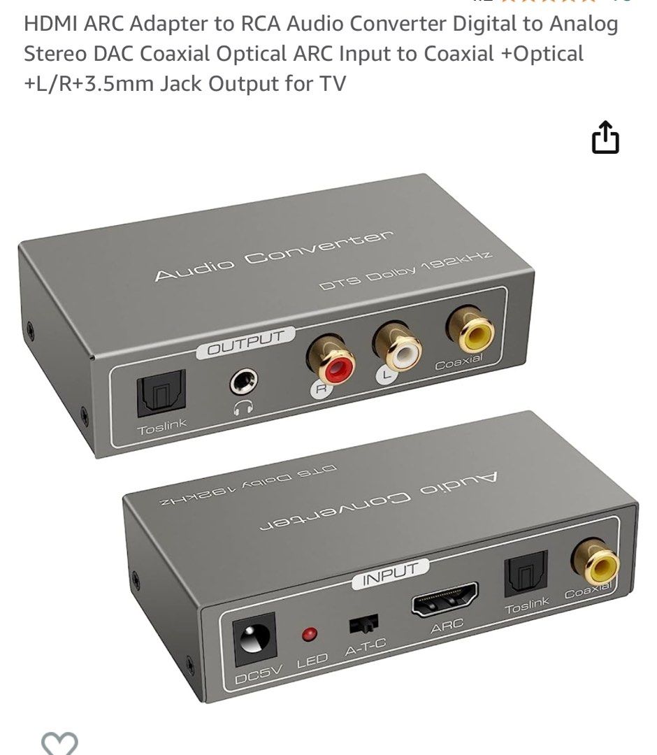 Optical Audio To Rca Sonos Arc ARC Audio Extractor Splitter