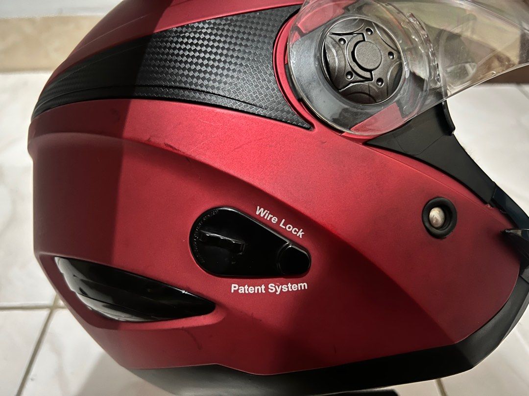 Helm Honda Luxury Merah Red MDS Zarra Half Face size L Dual Visor