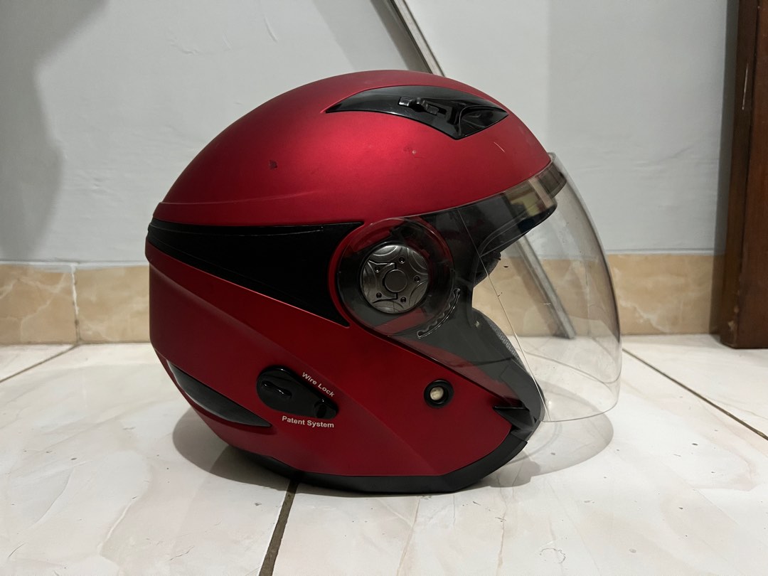 Helm Honda Luxury Merah Red MDS Zarra Half Face size L Dual Visor