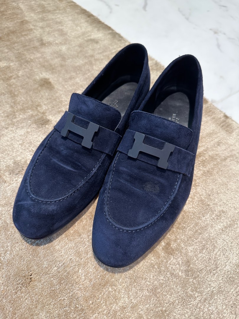 Hermes Mocassins Paris in Marine Navy Men s suede loafer EU