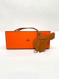 Hermes Bag Charm Paddock Fer A Cheval Horseshoe Rare Orange Leather