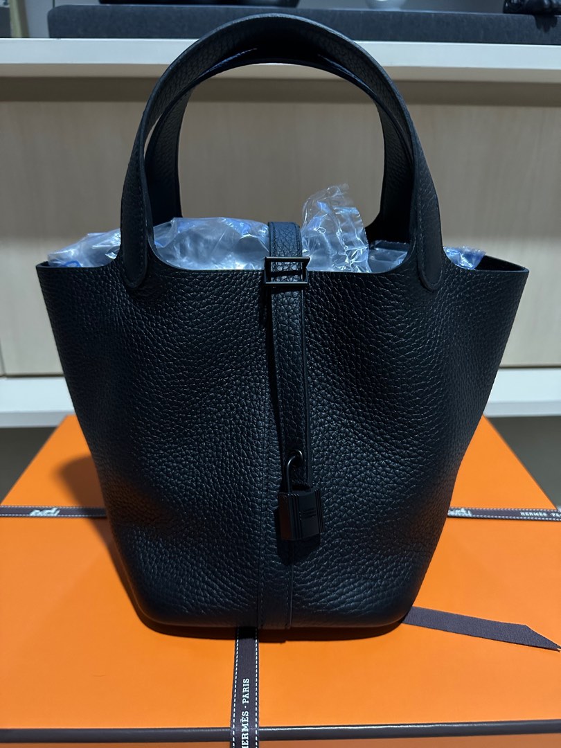Hermes Picotin 18, Black Clemence with Gold Hardware, Preowned in Box WA001