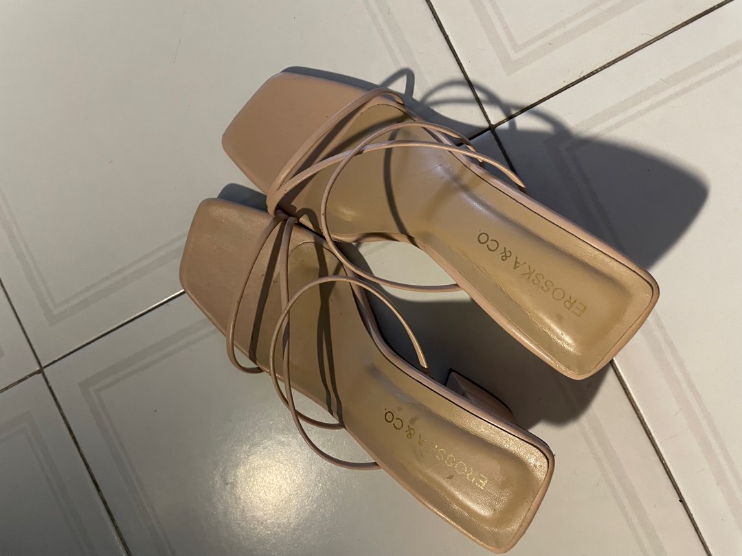 Danielle vinyl top heeled mules