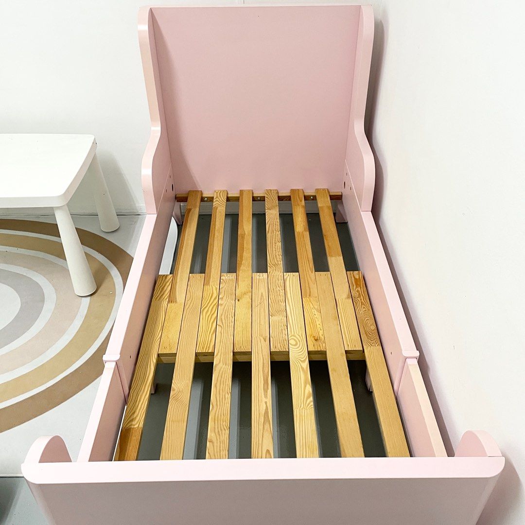 IKEA Children Extendable Bed Frame Busunge 80x200cm Pink, Furniture