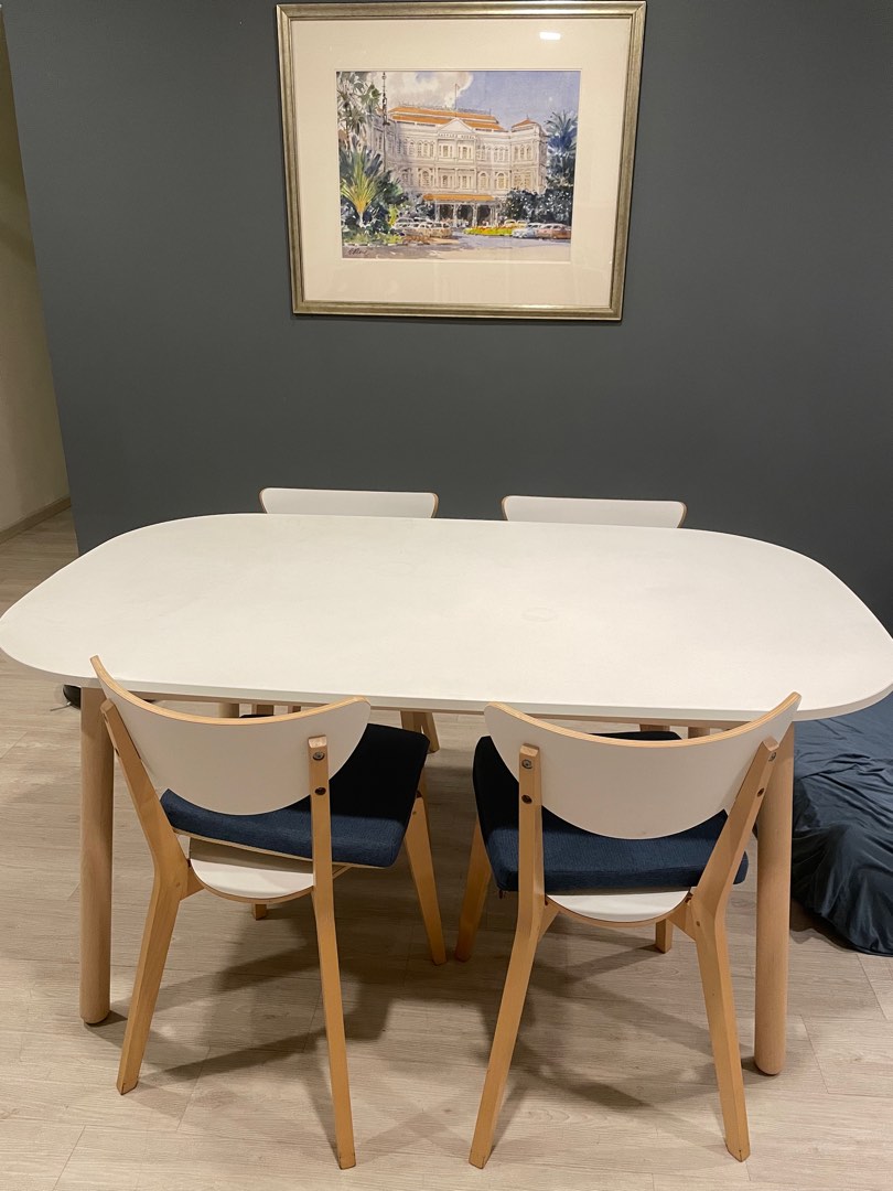IKEA Vedbo Dining Table + Dining Chairs x4, Furniture & Home Living