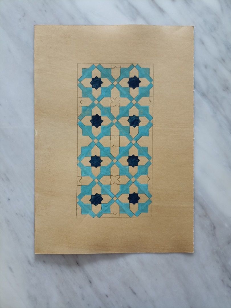 Islamic geometry art on A4 size paper with frame, Hobbies & Toys ...