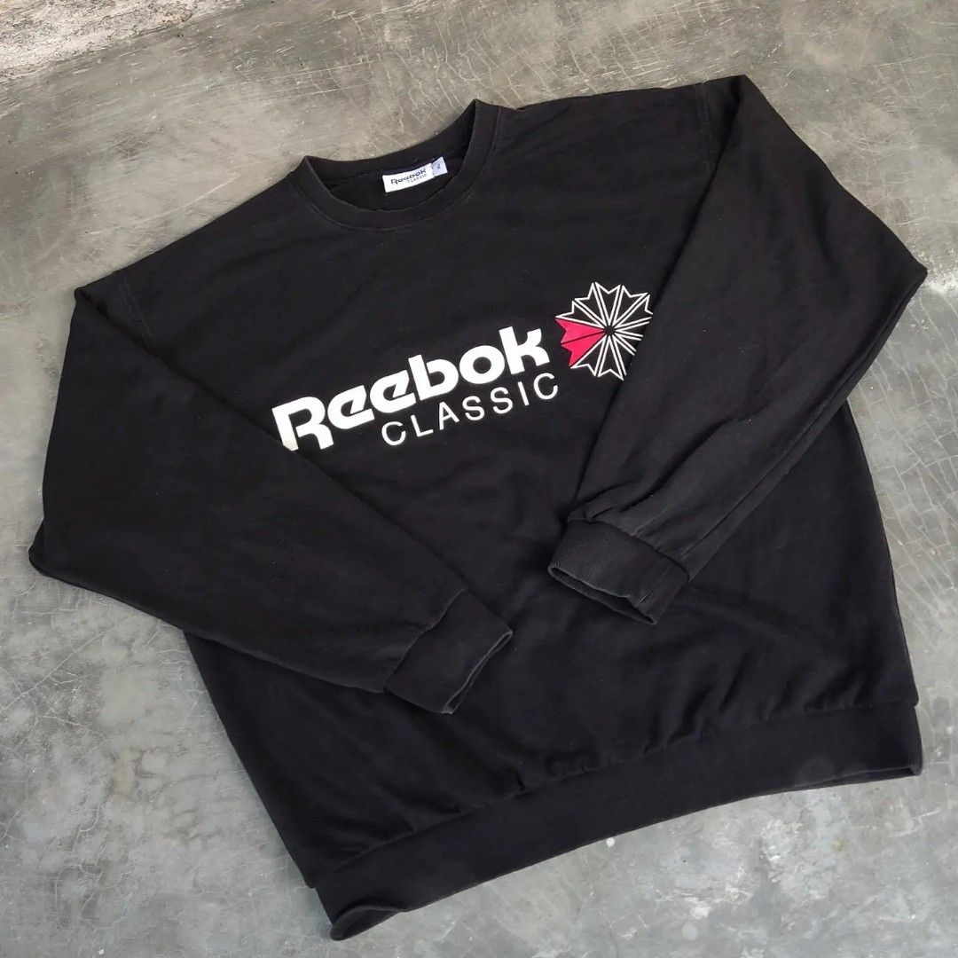 Jaket vintage varsity kemeja hoodie crewneck celana second Reebok Big Logo  Spell Out