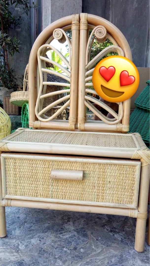 KIDS RATTAN VANITY TABLE, Hobbies & Toys, Toys & Games on Carousell