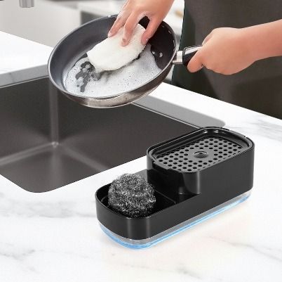  YOHOM Kitchen Sponge Brush Holder for Sink Black Dish