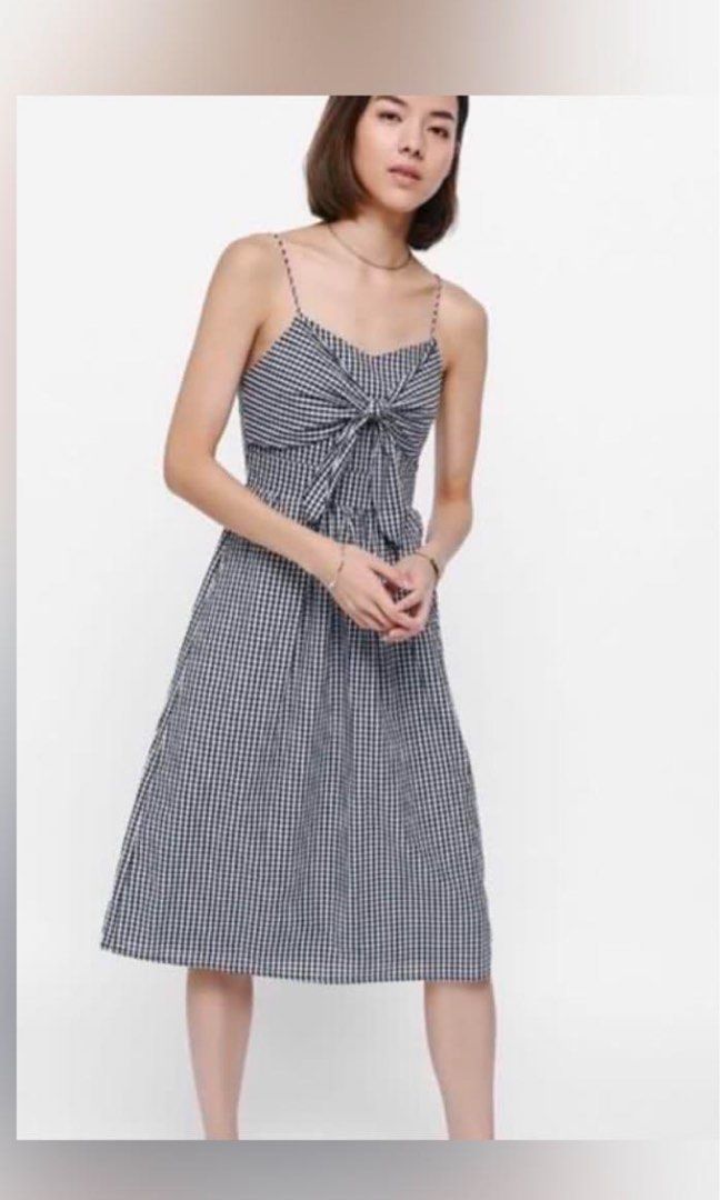 LB Gyra gingham tie front midi dress