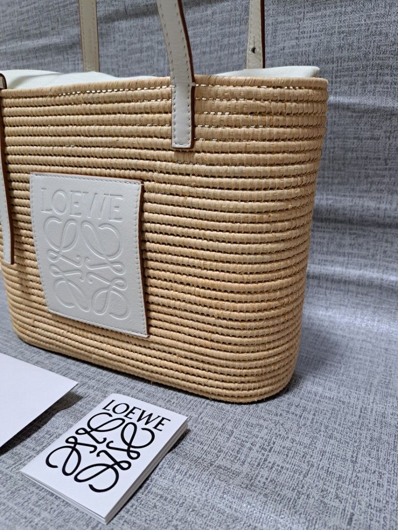 LOEWE Square Basket Bag White Small Raffia & Calf Limited Edition Japan