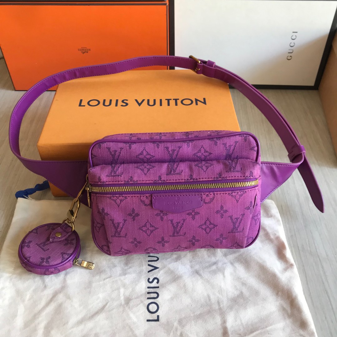 Louis Vuitton Denim BumBag Outdoor Body Bag Purple Monogram Authentic Rare