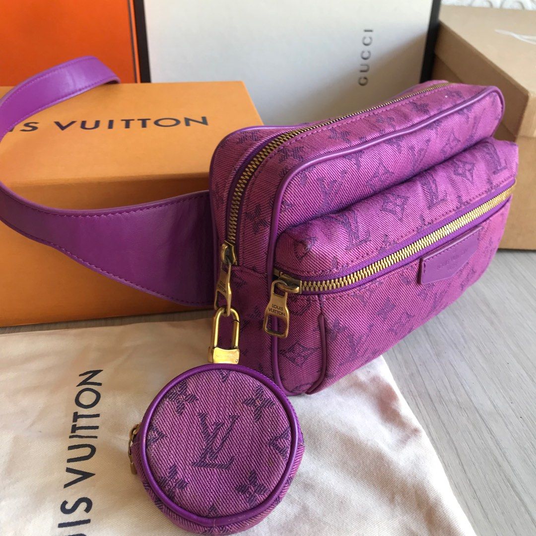 Louis Vuitton Denim BumBag Outdoor Body Bag Purple Monogram Authentic Rare