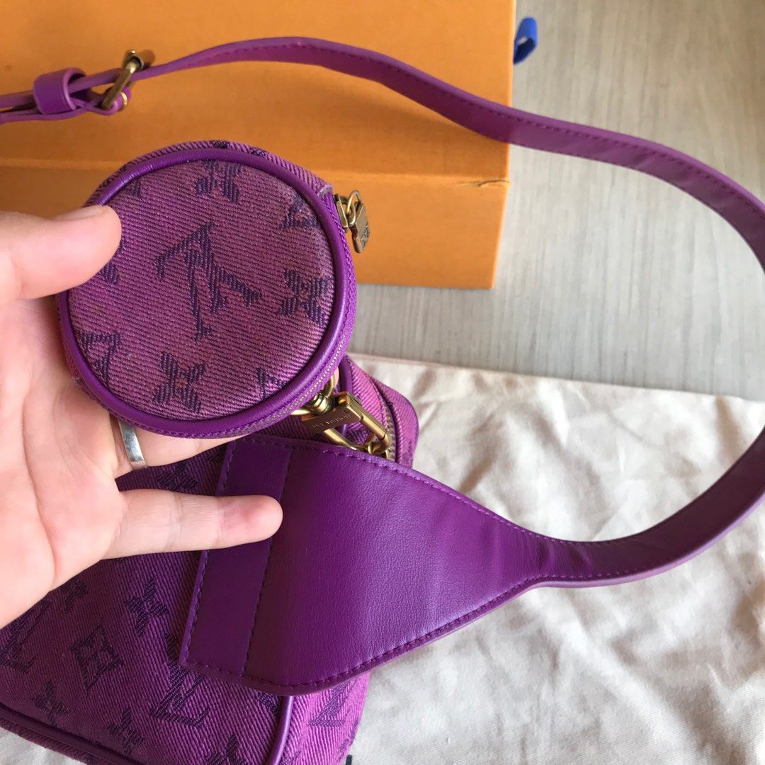 LOUIS VUITTON Denim Monogram Outdoor Bumbag Purple 1221734