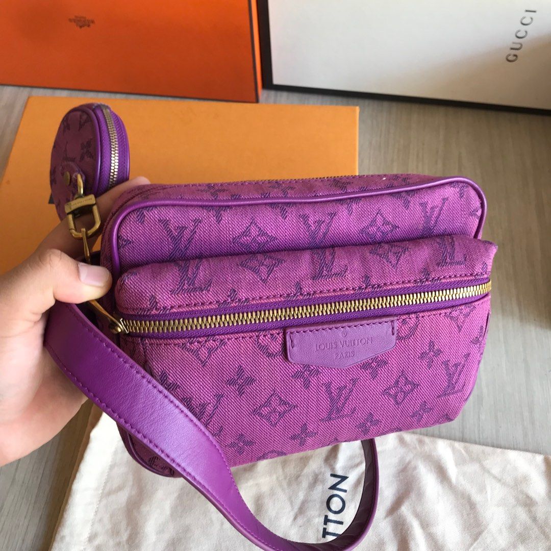 Louis Vuitton Denim BumBag Outdoor Body Bag Purple Monogram Authentic Rare