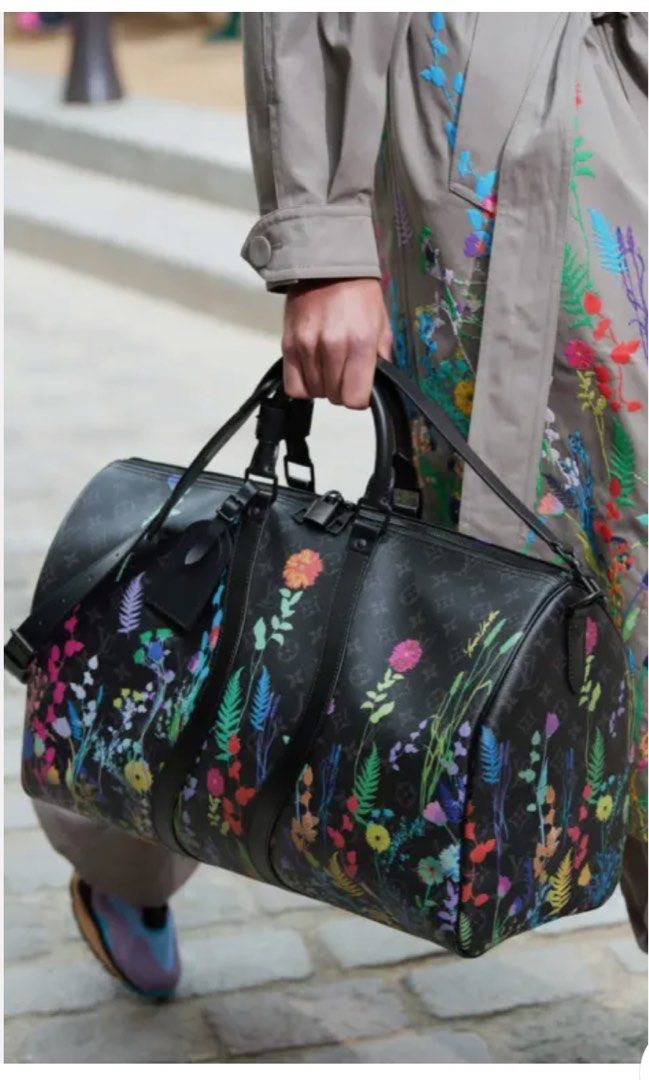 Louis Vuitton Keepall 50 Monogram Eclipse Floral Travel Bag