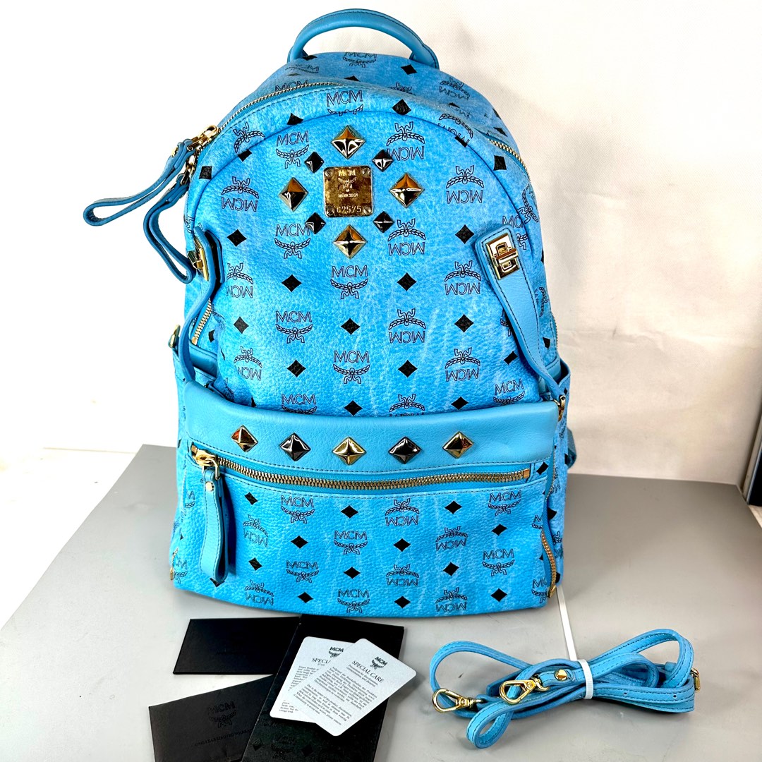 Mcm backpack discount light blue