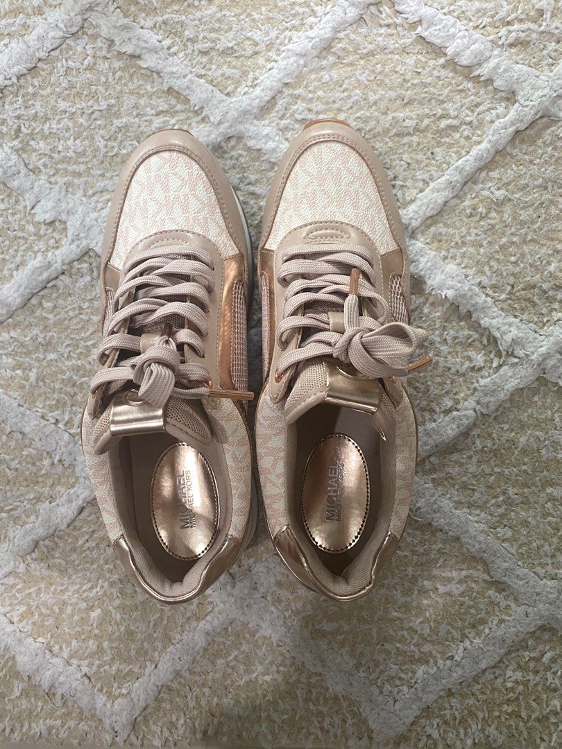 Rose gold michael kors tennis shoes top