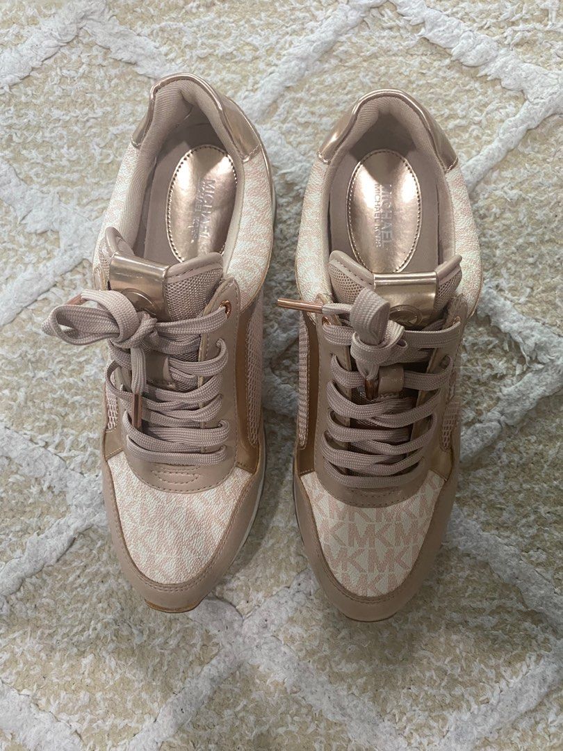 Michael kors rose gold tennis shoes on sale