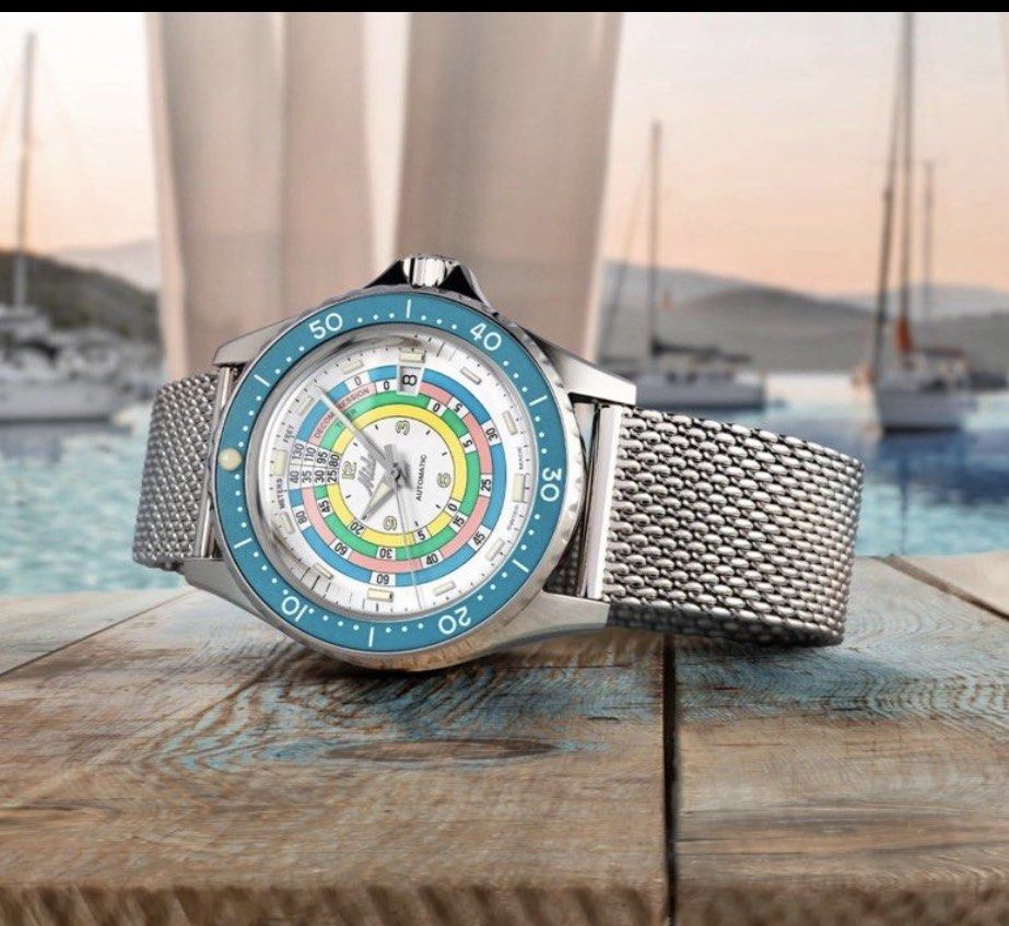 Mido Ocean Star Decompression Timer 1961 turquoise rainbow diver