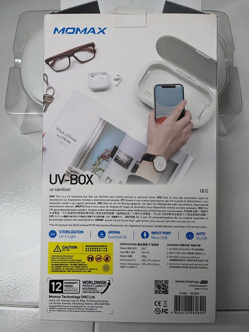 MOMAX UV Sanitzing Box, TV Home Appliances, Other Home