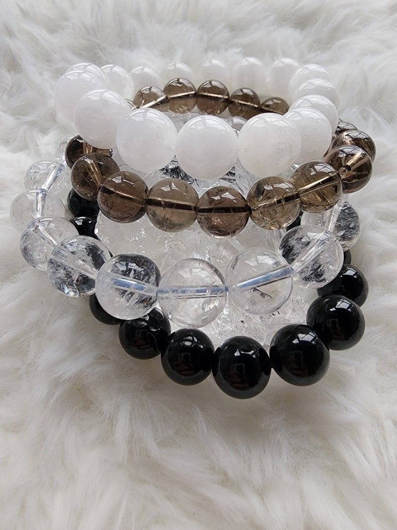 Monochrome protection series black tourmaline smoky quartz