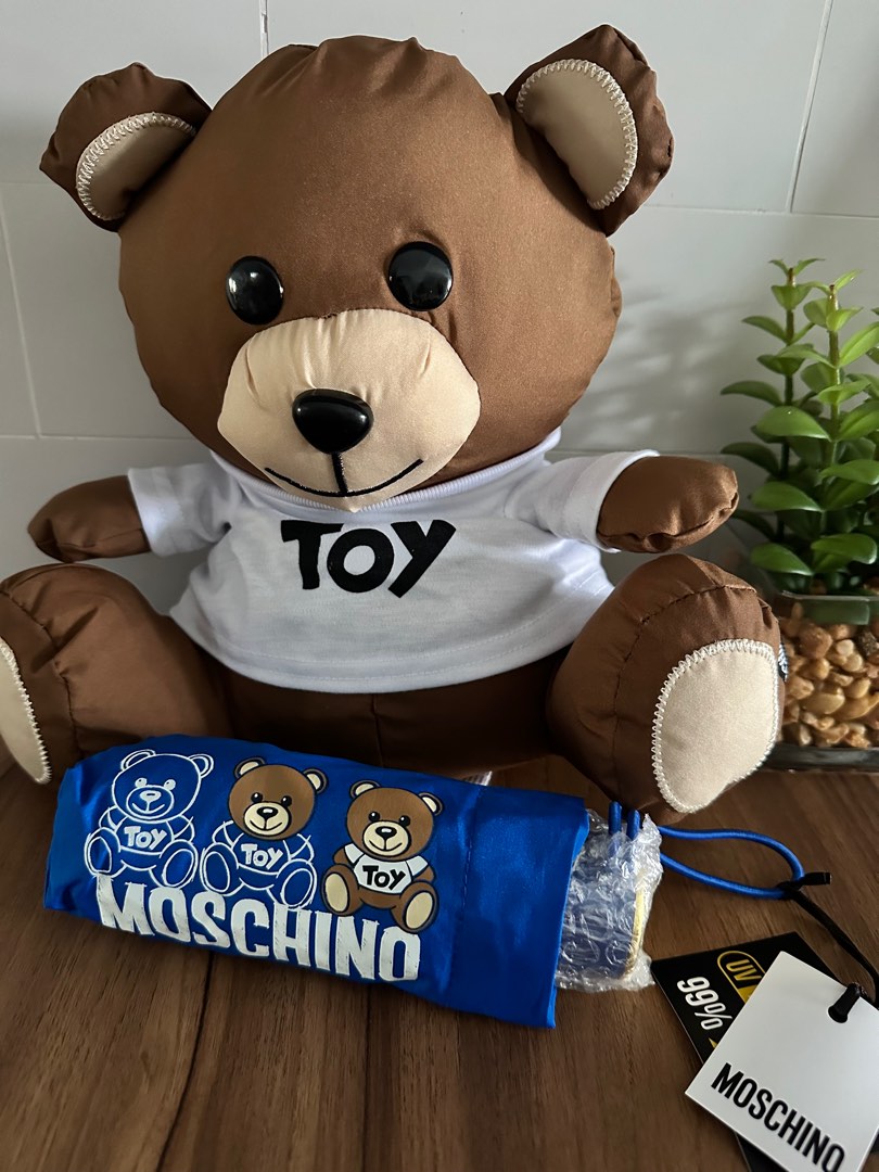MOSCHINO-Moschino Logo Blue Umbrella Moschino Teddy Bear