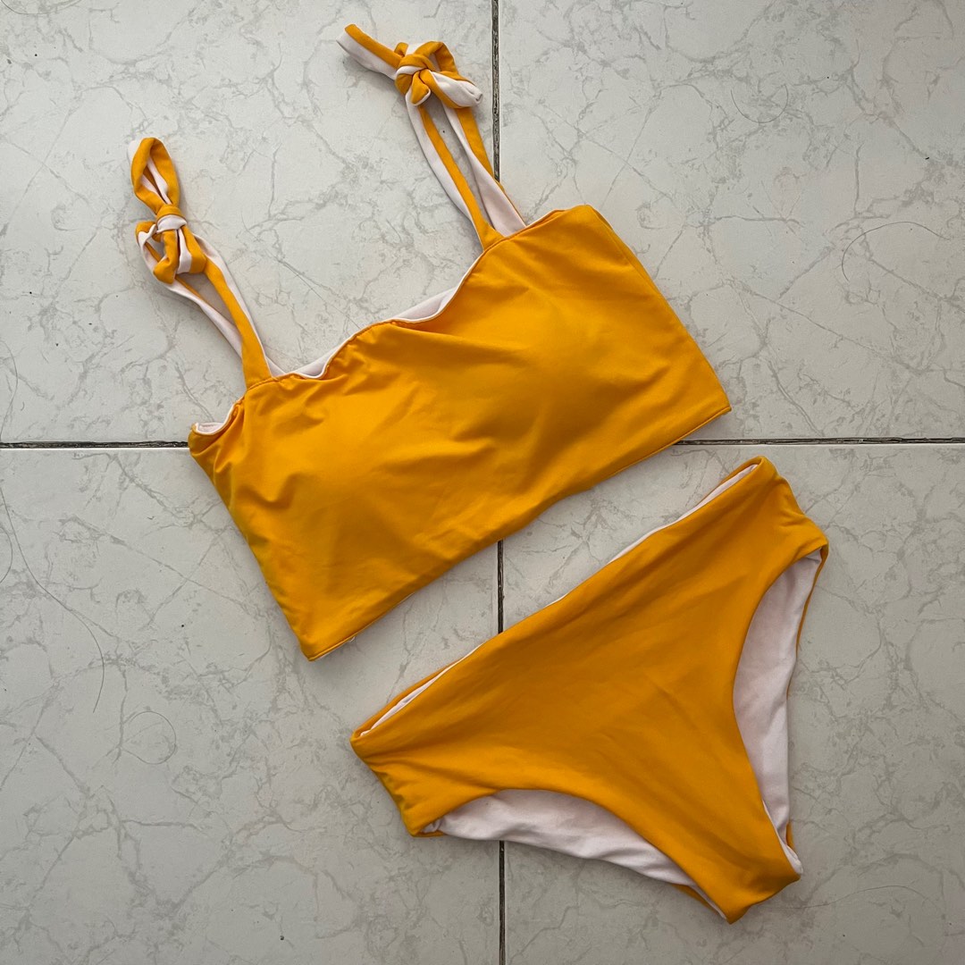 Mustard yellow 2025 two piece swimsuit
