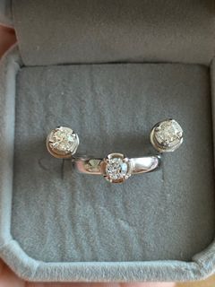 Natural mined diamond earrings and ring