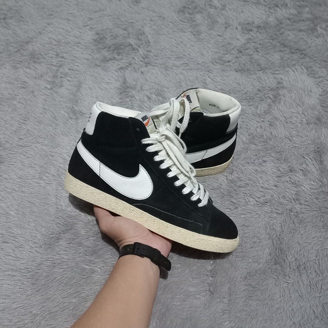 Nike blazer hi suede vintage black white top