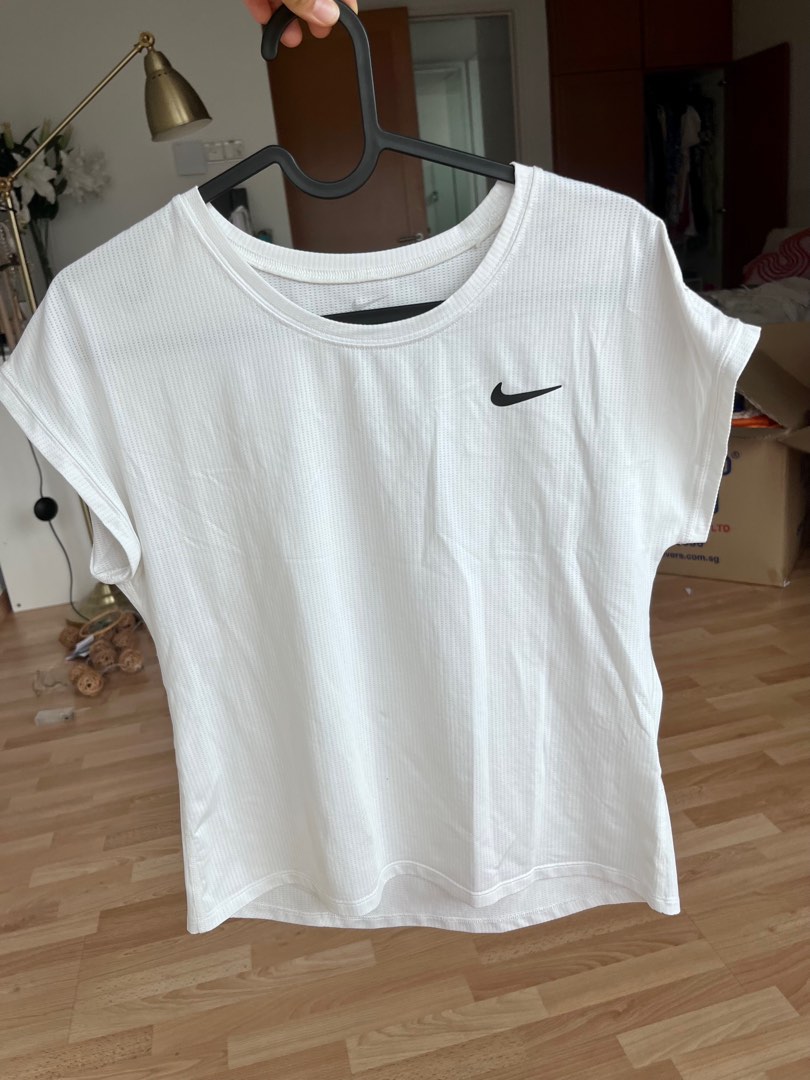 Nike DriFit Slim Fit White T Shirt, Women's Fashion, Activewear on