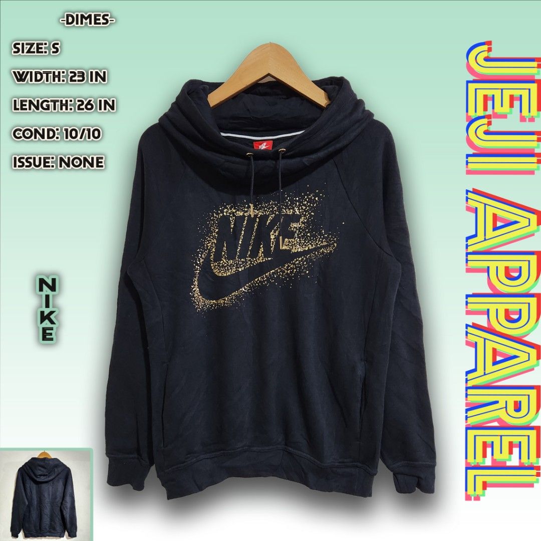 Black nike hoodie with gold swoosh cheap