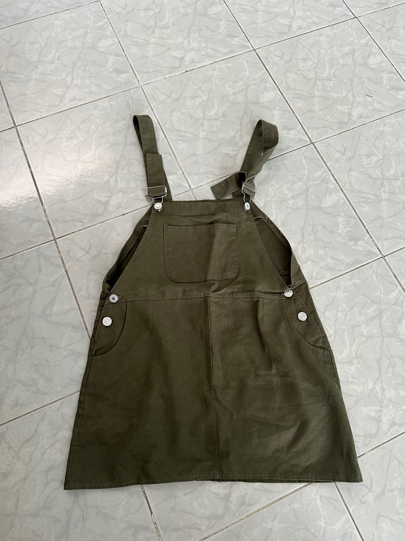 Overall Skirt Army Korea, Fesyen Wanita, Pakaian Wanita, Jumpsuits