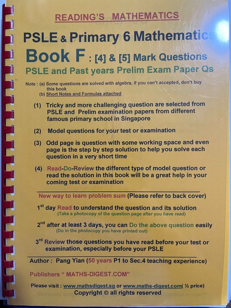 past Maths PSLE and Prelim papers, Hobbies & Toys, Books & Magazines ...