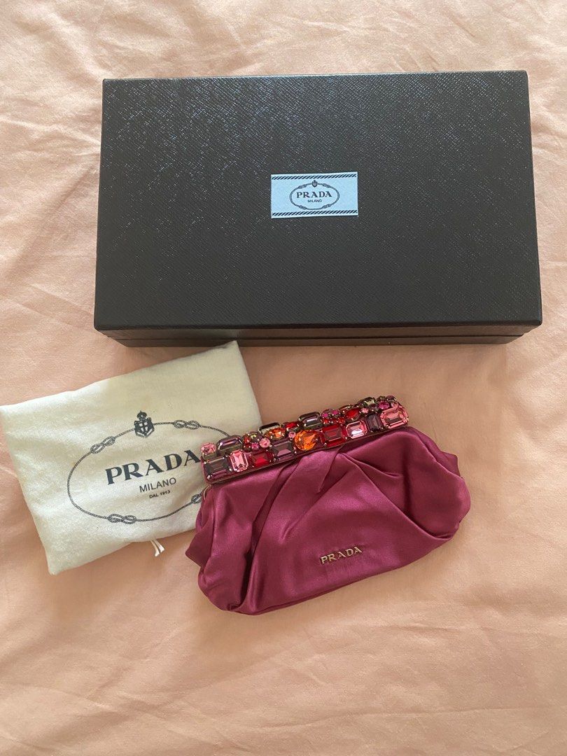 Prada mesh and satin clutch on sale