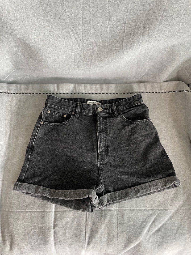 Pull Bear Black Denim Shorts Women s Fashion Bottoms Shorts on