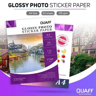 Quaff Glossy Photo Sticker Paper A4 135gsm
