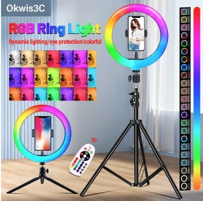 Neewer 12-inch RGB Ring Light Selfie Light Ring with Tripod Stand & Phone  Holder