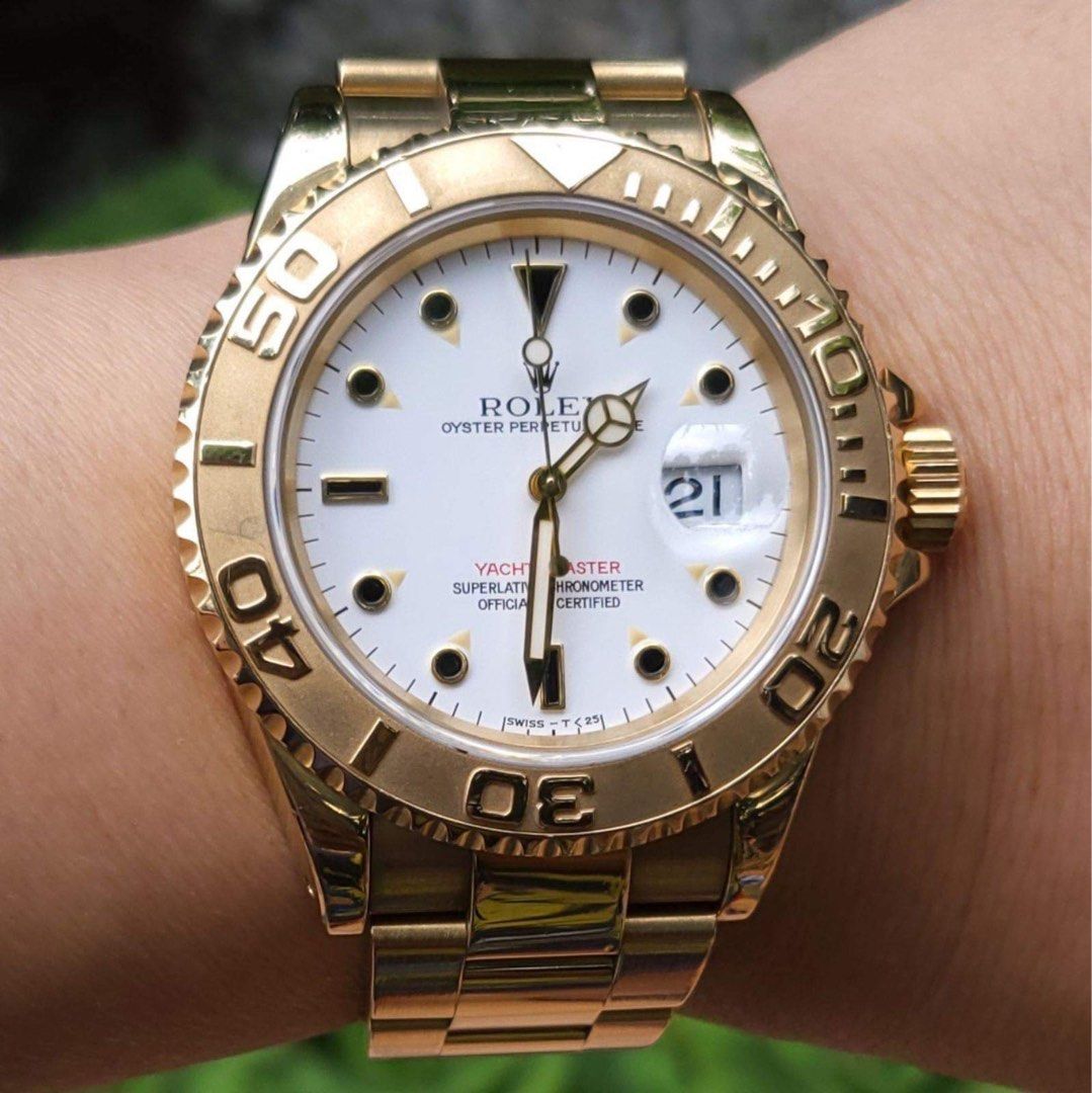 ROLEX 1996 Yacht-Master White Dial Solid 18k gold 40mm (Category: Luxury Watches) located in Pasig City. Submitted by Watchaholics (Listing ID 1248501163, Image 1). Description: RUSH SALE!!!!🥰🥰🥰 ROLEX 1996 Yacht-Master White Dial Solid 18k gold 40mm -Model 16628 -Year model 1996 -40mm -9/10 condition -With box and authentication certificate from R&R shop For 1.399M You may DM or contact @ 09615077138 Thanks admin😉.