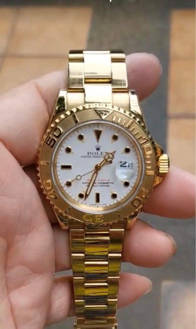 ROLEX 1996 Yacht-Master White Dial Solid 18k gold 40mm (Category: Luxury Watches) located in Pasig City. Submitted by Watchaholics (Listing ID 1248501163, Image 2). Description: RUSH SALE!!!!🥰🥰🥰 ROLEX 1996 Yacht-Master White Dial Solid 18k gold 40mm -Model 16628 -Year model 1996 -40mm -9/10 condition -With box and authentication certificate from R&R shop For 1.399M You may DM or contact @ 09615077138 Thanks admin😉.