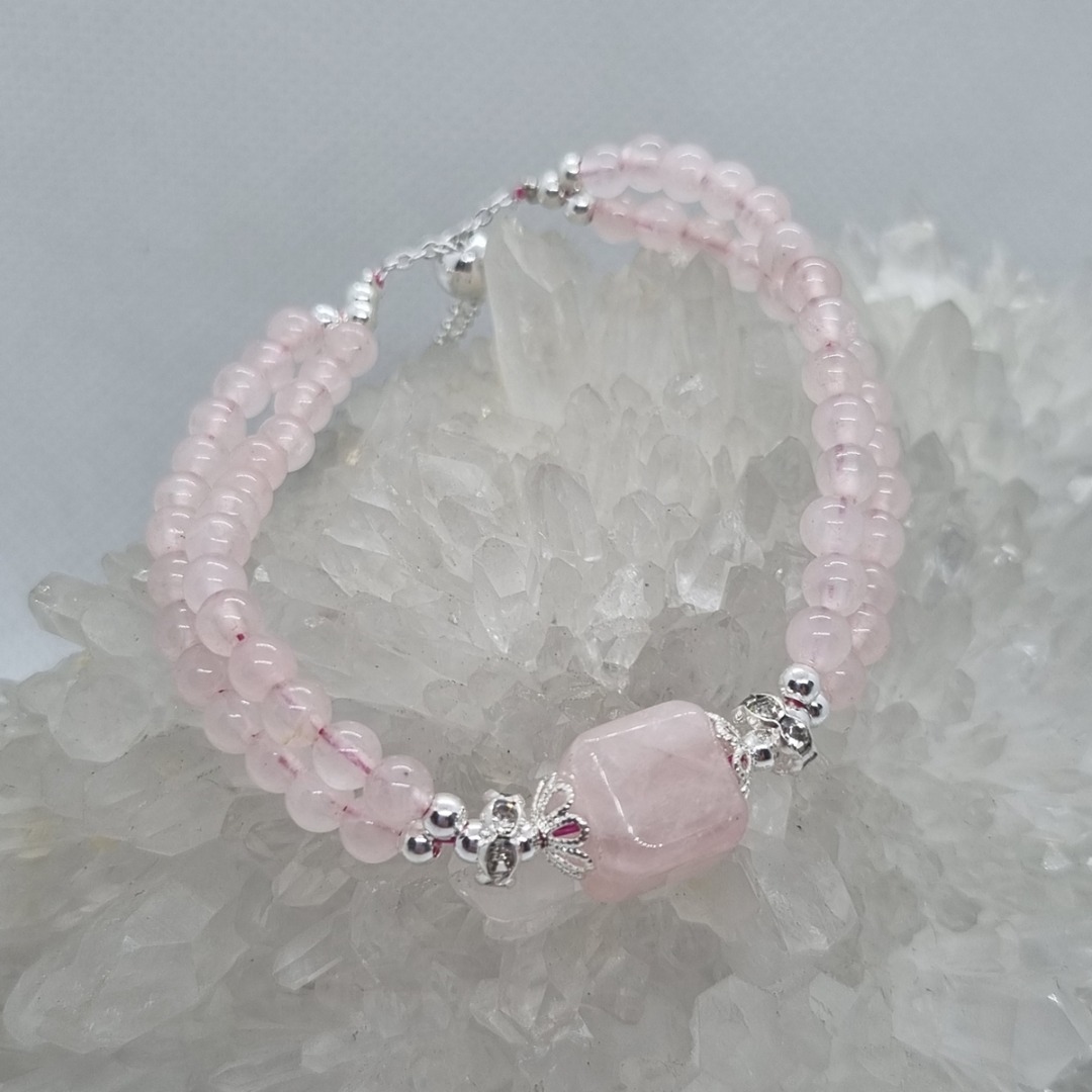 Genuine rose shop quartz bracelet
