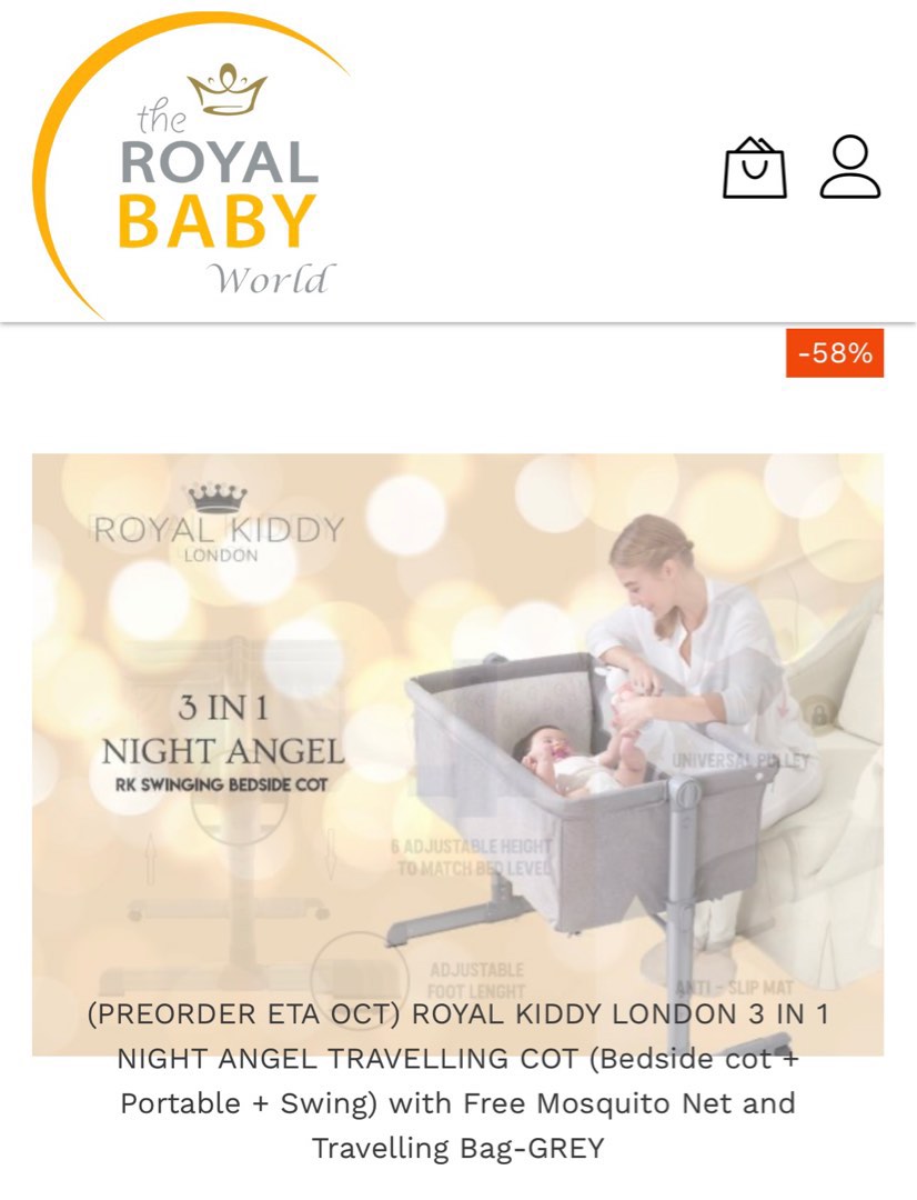 Royal kiddy hotsell bedside cot